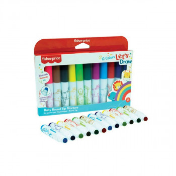Сет од 12 фломастери за најмали, Fisher Price - Round Tip Markers 
