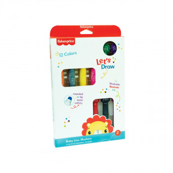 Сет од 12 фломастери за најмали, Fisher Price - Lion Markers 