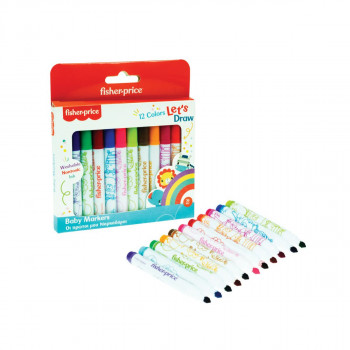 Сет од 12 фломастери за најмали, Fisher Price - Baby Markers 