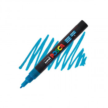 Маркер, Posca PC-3M - Glitter Light Blue 