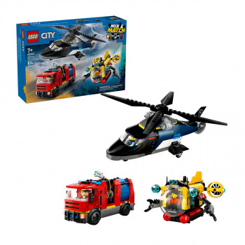 LEGO коцки, City, Helicopter, Fire Truck & Submarine Remix 