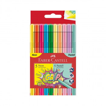Фломастери, Grip Neon + Pastel, 5+5 бои 