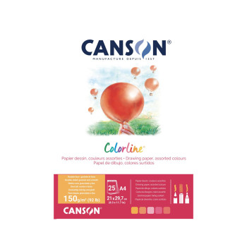 Скицник, Canson Colorline Pad - Fire Colours, 150 г/м², 25 листа во боја 