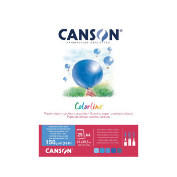 Скицник, Canson Colorline Pad - Water Colours, 150 г/м², 25 листа во боја 