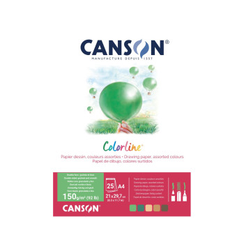Скицник, Canson Colorline Pad - Earth Colours, 150 г/м², 25 листа во боја 