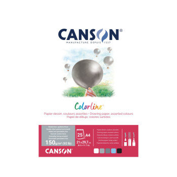Скицник, Canson Colorline Pad - Air Colours, 150 г/м², 25 листа во боја 