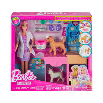 Сет за игра Barbie: You Can Be Anything - Fast Cas Veterinarian Clinic 