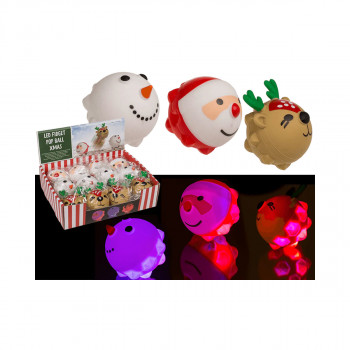 Анти-стрес топче со LED, Xmas Squeeze Pops, 3 дизајни 