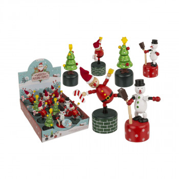 Дрвена фигура, Christmas Wooden Pushing Puppet, 3 дизајни 