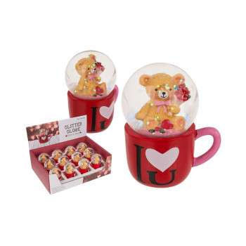 Стаклена топка со глитер Bear in Mug 