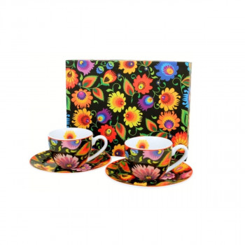 Сет од 2 шолји за еспресо со тацни, Etnic, 90ml 