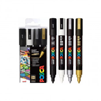 Сет маркери, Posca PC-5M - Mono Colours, 1/4 