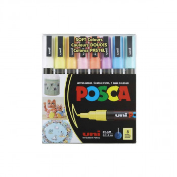 Сет маркери, Posca PC-1MR - Soft Colours, 1/8 