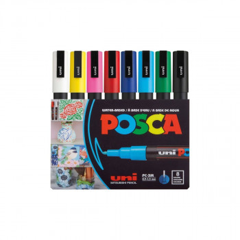 Сет маркери, Posca PC-3М - Basic Colours, 1/8 