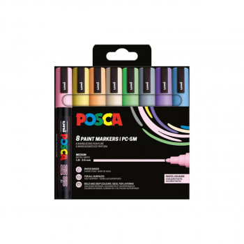 Сет маркери, Posca PC-5М - Soft Colours, 1/8 