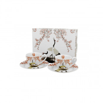 Сет од 2 шолји со тацни Sakura & Cranes, 110 ml 