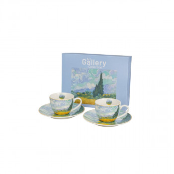 Сет од 2 шолји со тацни Van Gogh - Wheat Field, 110 ml 