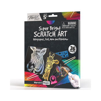 Креативен сет за цртање со гребење, Marvin's Magic Art: Super Bright Scratch Art 