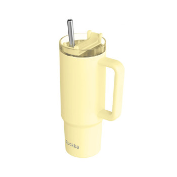 Термос-чаша со сламка, Quokka - Vibe: Pastel Yellow, 880ml 