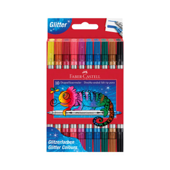 Двострани светкави фломастери, Faber Castell - Glitter, 1/10 