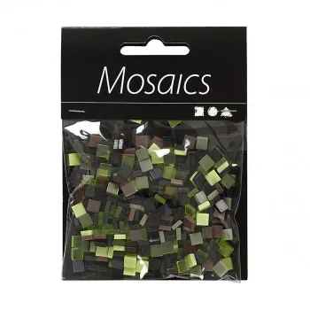 Плочки за мозаик - зелени, Мини Mosaic, green glitter, 25g, 5 x 5 мм 