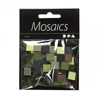 Плочки за мозаик - зелени, Мини Mosaic, green glitter, 25g, 10 x 10 мм 