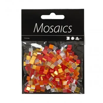 Плочки за мозаик - црвени/жолти, Мини Mosaic, red/orange harmony, 25g, 10 x 10 мм 