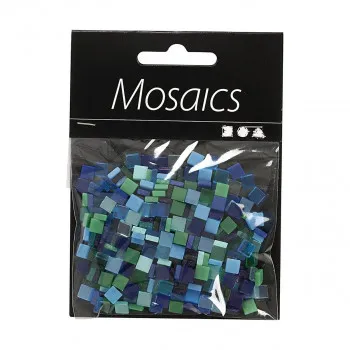 Плочки за мозаик - сини/зелени, Мини Mosaic, blue/green harmony, 25g, 5 x 5 мм 