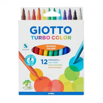 Фломастери, Giotto, Turbo Color, 12 бои, Ø2.8 мм 