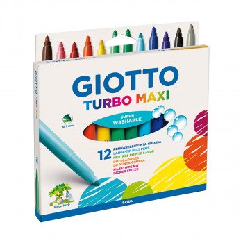 Фломастери, Giotto, Turbo Maxi, 12 бои, Ø5 мм 