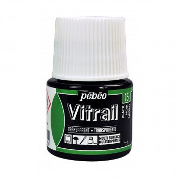 Боја за стакло, Pebeo, Vitrail Transparent, 45 мл, black 