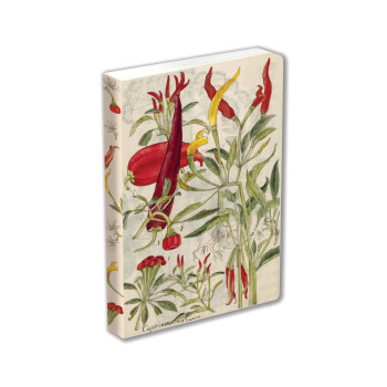 Chili Peppers & Shiso Leaves Blank Hardcover Journal: Blank Notebook with Ribbon 