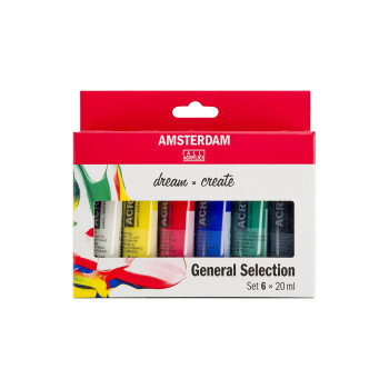 Сет акрилни бои, Amsterdam All Acrylics, Standard Series - General Selection, 6 x 20 мл 
