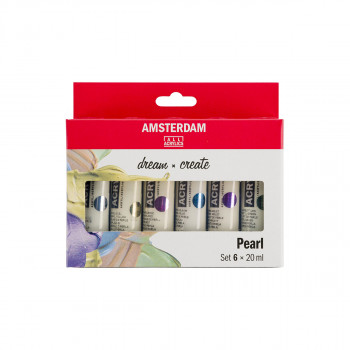 Сет акрилни бои, Amsterdam All Acrylics, Standard Series - Pearl, 6 x 20 мл 