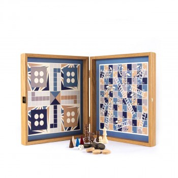 Сет игри 4 во 1, Navy Blue - Chess, Backgammon, Ludo & Snakes 