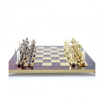 Сет за шах, GHandcrafted Greek Mythology, црвен со златни/сребрени фигури 