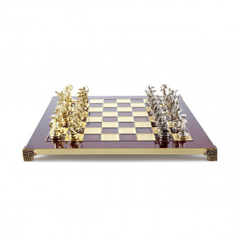 Сет за шах, Handcrafted Labours of Hercules Set, црвен со златни/сребрени фигури 