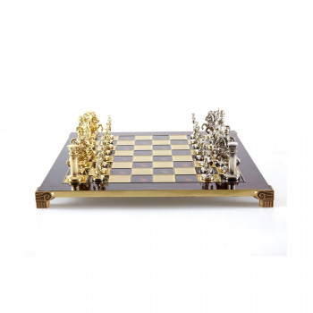 Сет за шах, Handcrafted Greek Roman Period, црвен со златни/сребрени фигури 