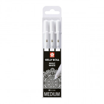 Сет од 3 гел-ролери, Sakura, Gelly Roll Basic, Bright White - medium, 08 
