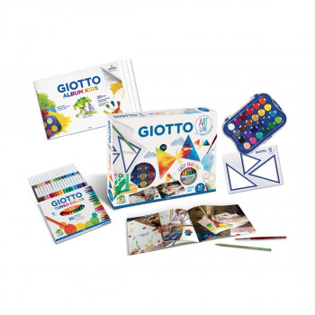 Сет за боење со водени бои и фломастери + алатки, Giotto, Art Lab Easy Painting, 82 парчиња 