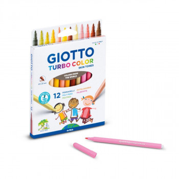 Фломастери, Giotto, Turbo Color Skin tones, 12 бои, Ø2.8 мм 