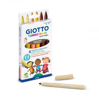 Фломастери, Giotto, Turbo Maxi Skin tones, 6 бои, Ø5 мм 