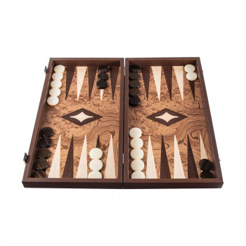 Сет за табла - рачна изработка, Walnut Burl Backgammon, мал 