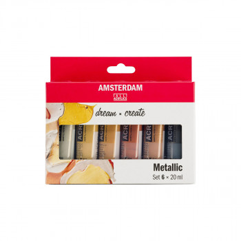 Сет акрилни бои - металик, Amsterdam, All Acrylics - Standard Series metallic set, 6 x 20мл 