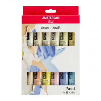 Сет акрилни бои - пастелни, Amsterdam, All Acrylics - Standard Series pastel set, 12 x 20мл 