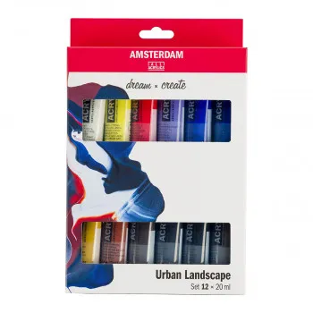 Сет акрилни бои - урбани, Amsterdam, All Acrylics - Standard Series urban landscape set, 12 x 20мл 
