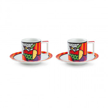 Сет од 2 шолји за еспресо со тацни, Britto - Apple 