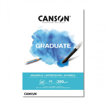 Хартија за акварел - блок, Canson, Graduate - Aquarelle, A3, 250 г/м² 
