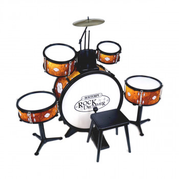 Сет тапани со столче, Music Academy, Rock Drum Set, 6 елементи, портокалови 