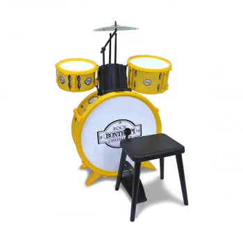 Сет тапани со столче, Toy Band, Rock Drum Set, 4 елементи, жолти 